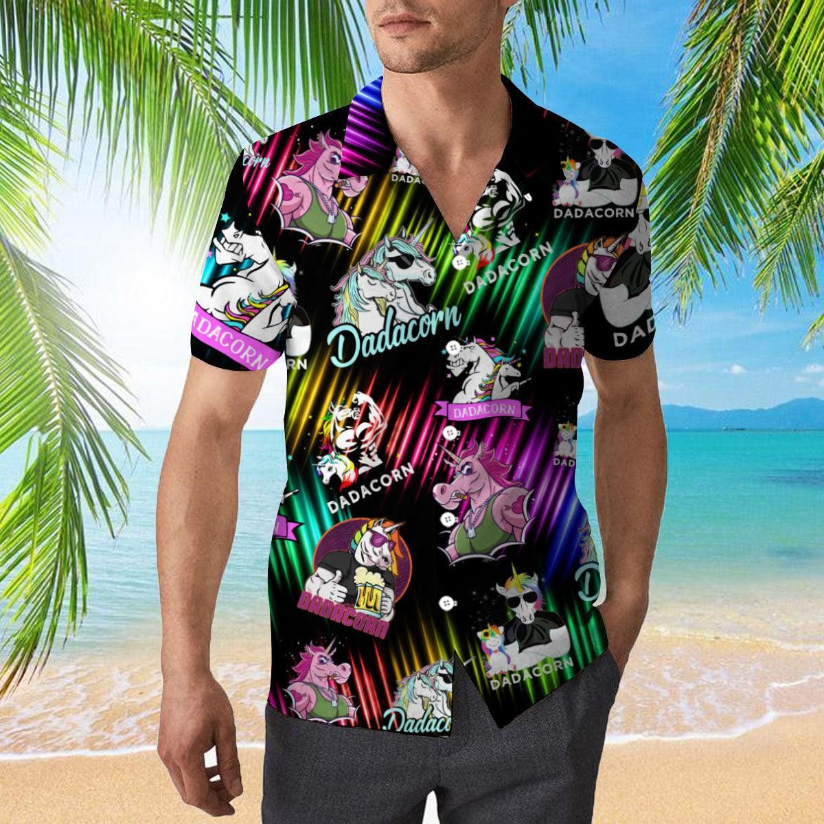 Dad Dadacorn Neon Trendy Hawaiian Shirt