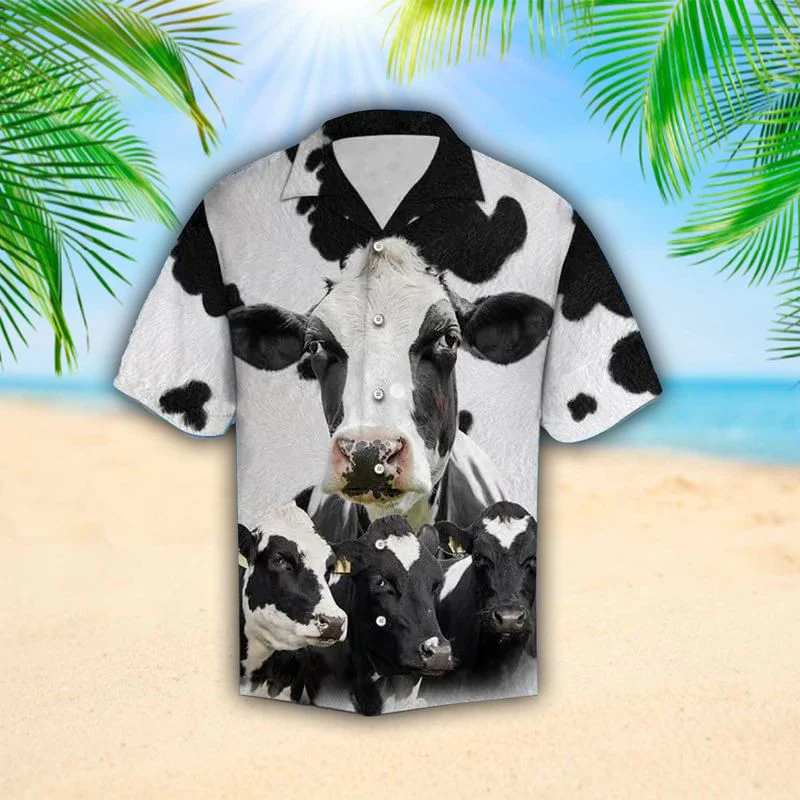 Dairy Cow Texture Trendy Hawaiian Shirt Cows Lover Gift For Farmer Summer Beach Clothing 3D Hawaiian Set For Men And Woman Dairy Cow Texture Trendy Hawaiian Shirt Cows Lover Gift For Farmer Summer Beach Clothing 3D Hawaiian Set For Men And Woman