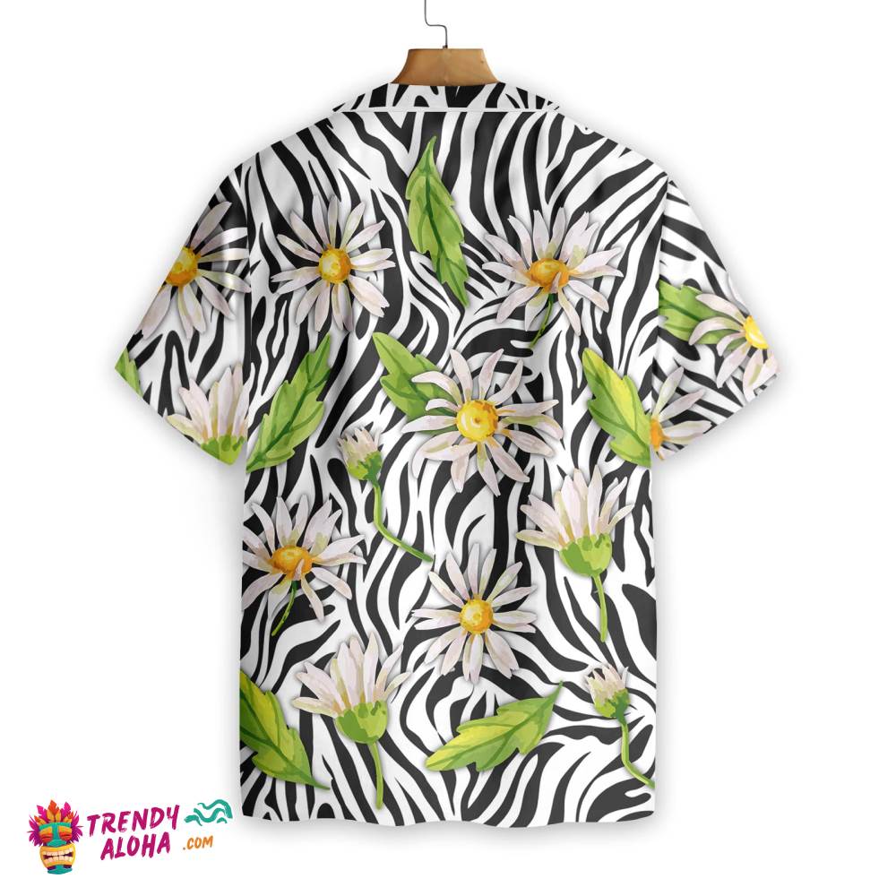Daisy Zebra Watercolor Painting Art Hawaiian Shirt