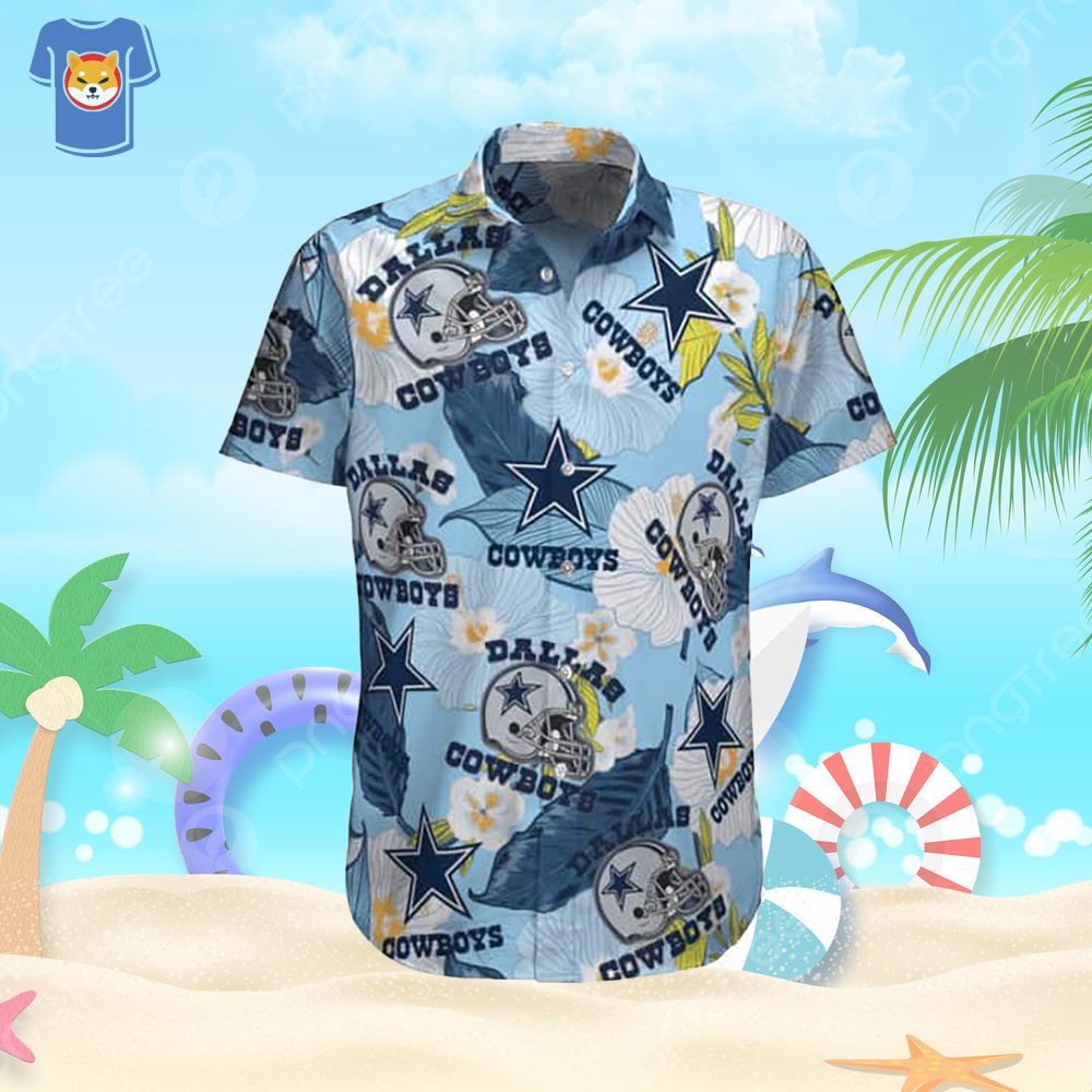 Dallas Cowboys Hawaiian Shirt Football Helmet Tropical Pattern