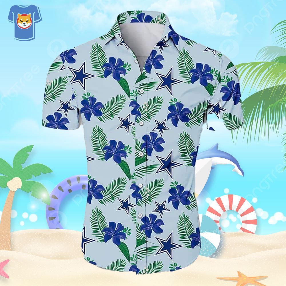 Dallas Cowboys Hawaiian Shirt Tropical Flower Pattern Beach Gift For Him