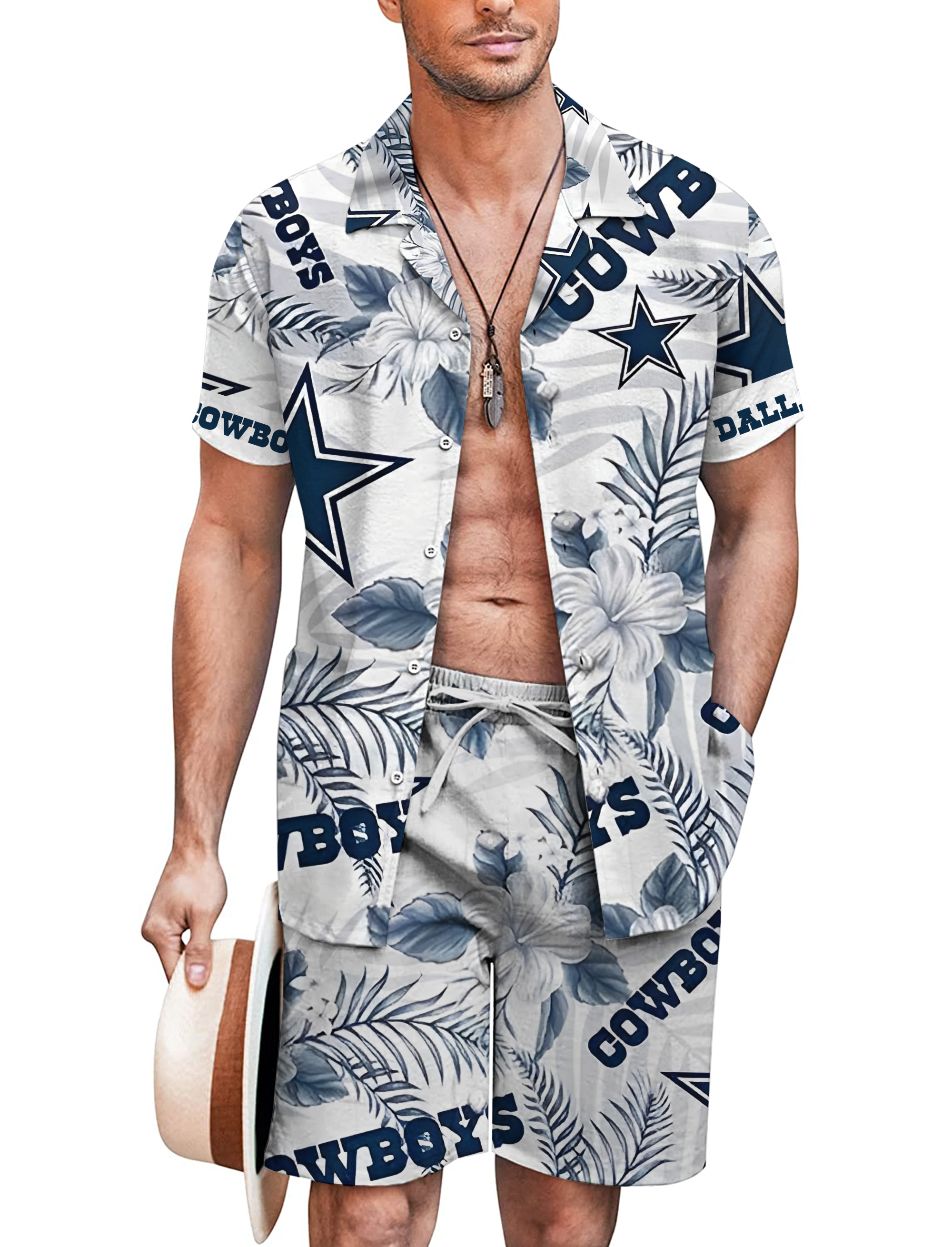 Dallas Cowboys Men’s Island Vibe Hawaiian Shirt Shorts Gear