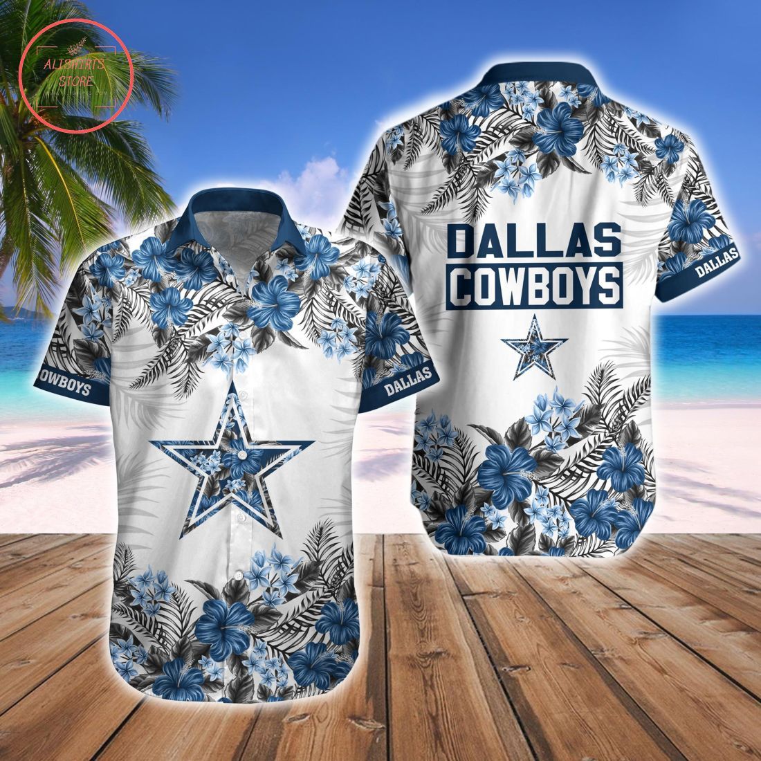 Dallas Cowboys Tropical Hawaiian Fan Shirt Shorts Lone Star Combo