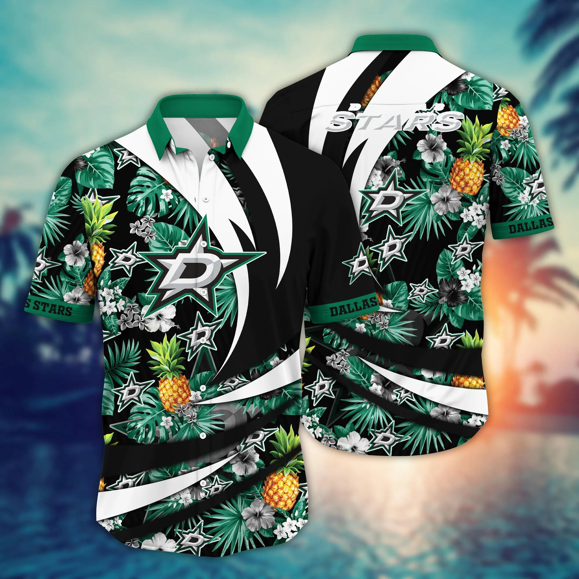 Dallas Stars NHL Hawaiian Shirt Beer Gardens Aloha Shirt