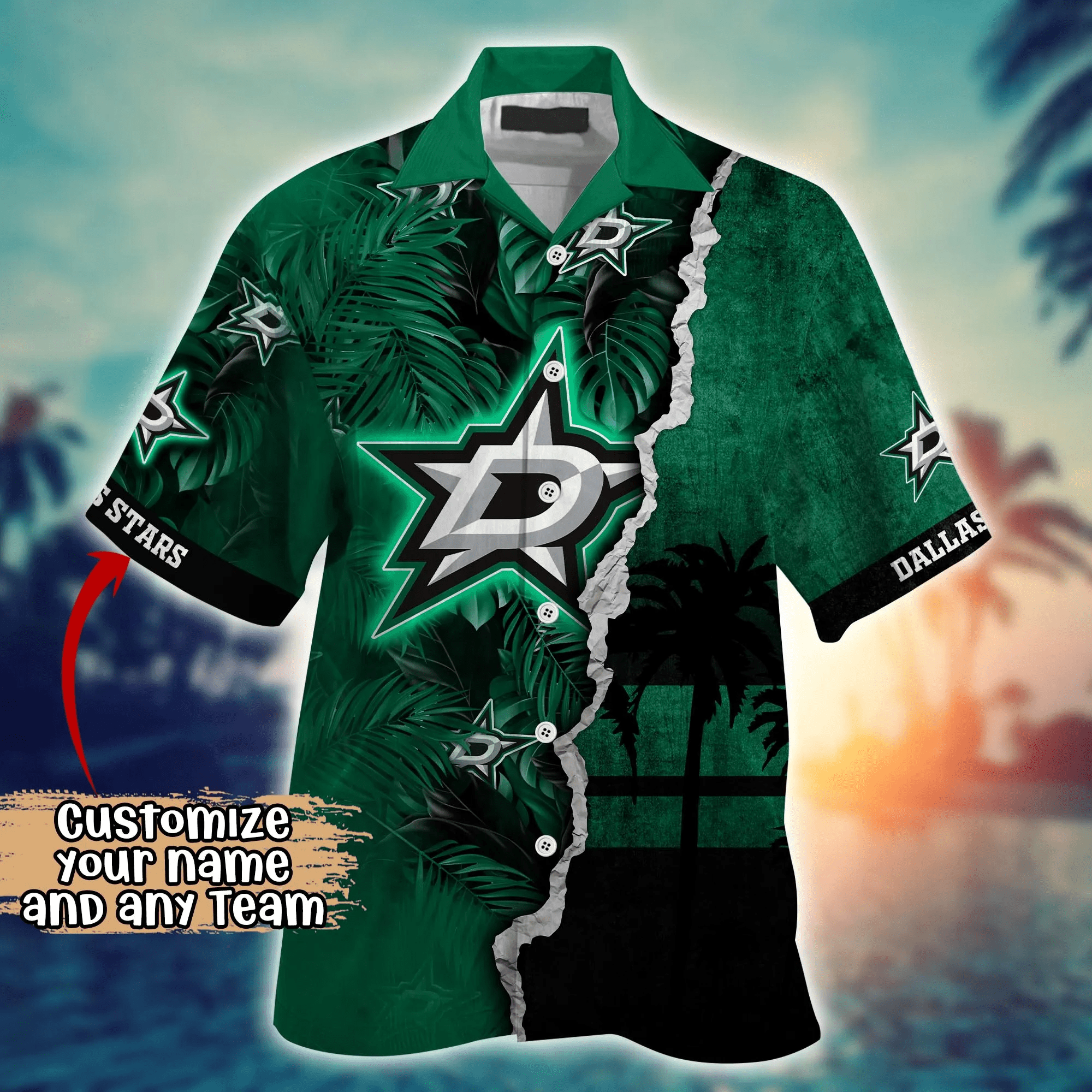 Dallas Stars NHL Hawaiian Shirt Custom Golden Hour Aloha Shirt