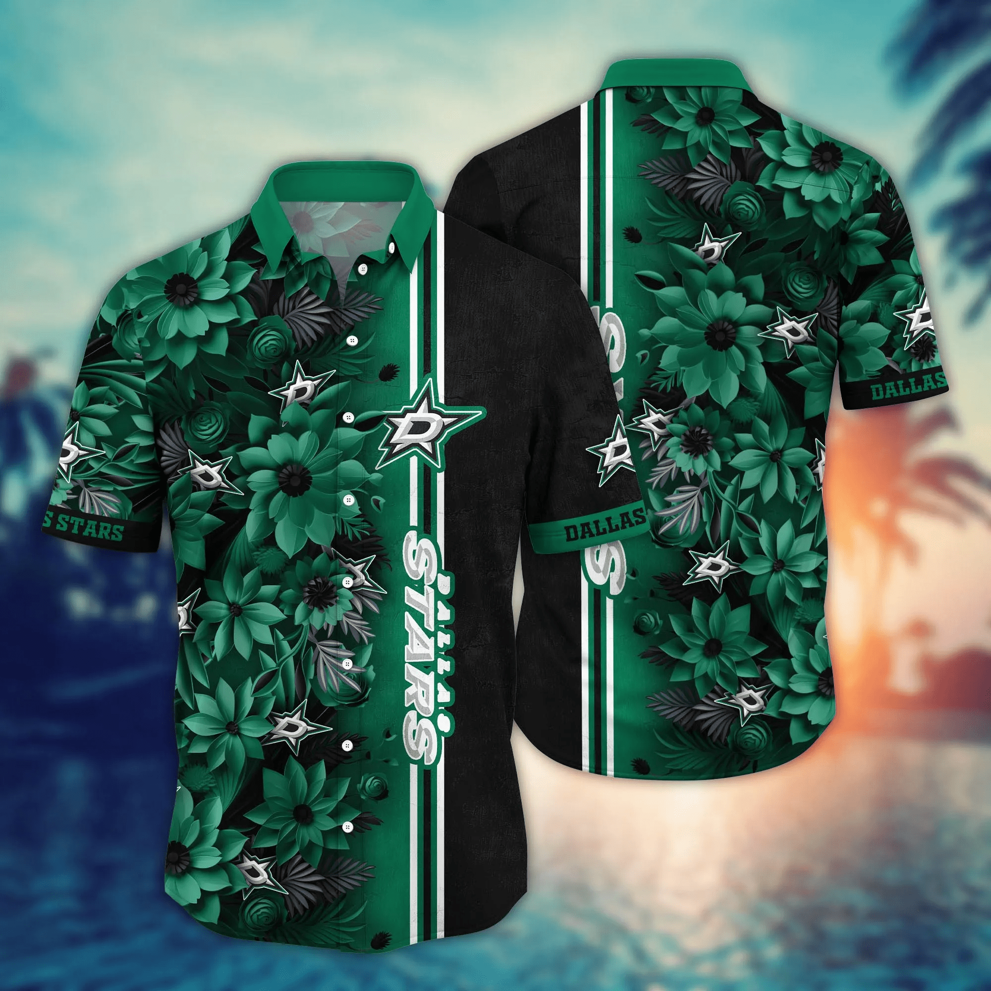 Dallas Stars NHL Hawaiian Shirt Custom Sunning Aloha Shirt Dallas Stars NHL Hawaiian Shirt Custom Sunning Aloha Shirt