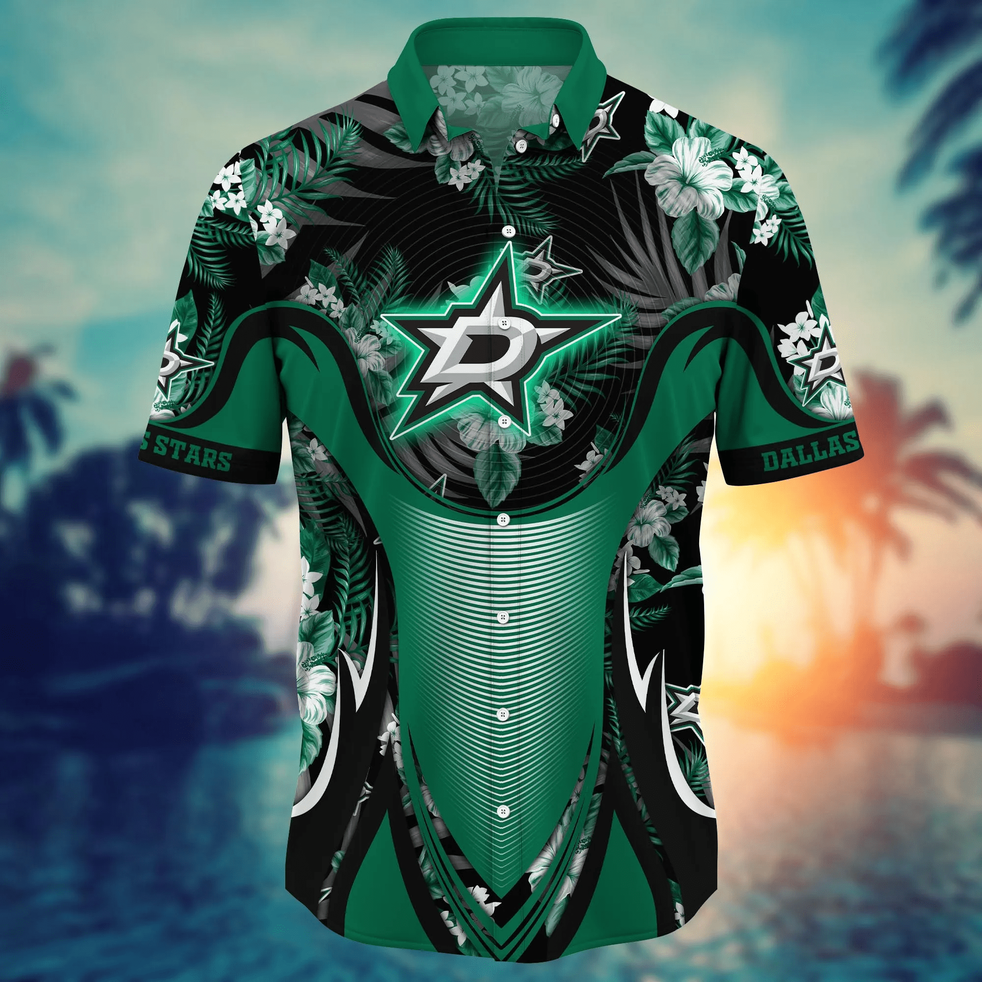 Dallas Stars NHL Hawaiian Shirt Lush Greenery Aloha Shirt