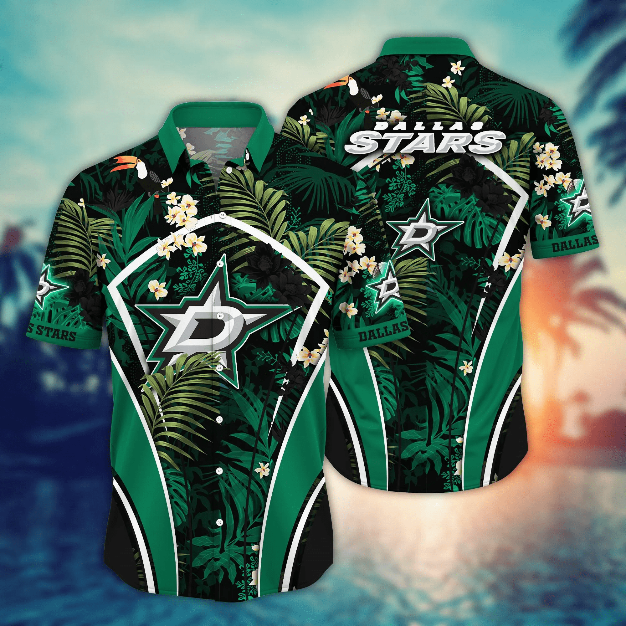 Dallas Stars NHL Hawaiian Shirt Ocean Waves Aloha Shirt
