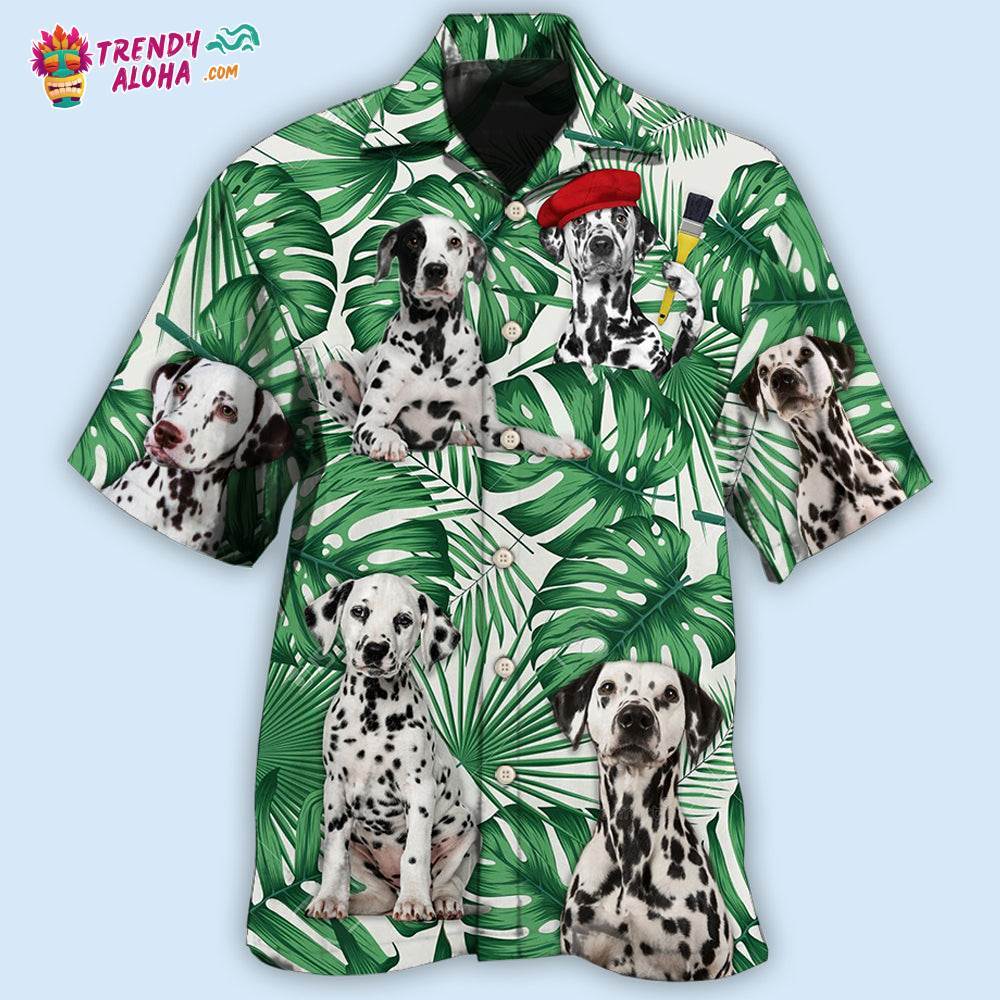 Dalmatian And Tropical Leaf Hawaiian Shirt – Trendy Aloha