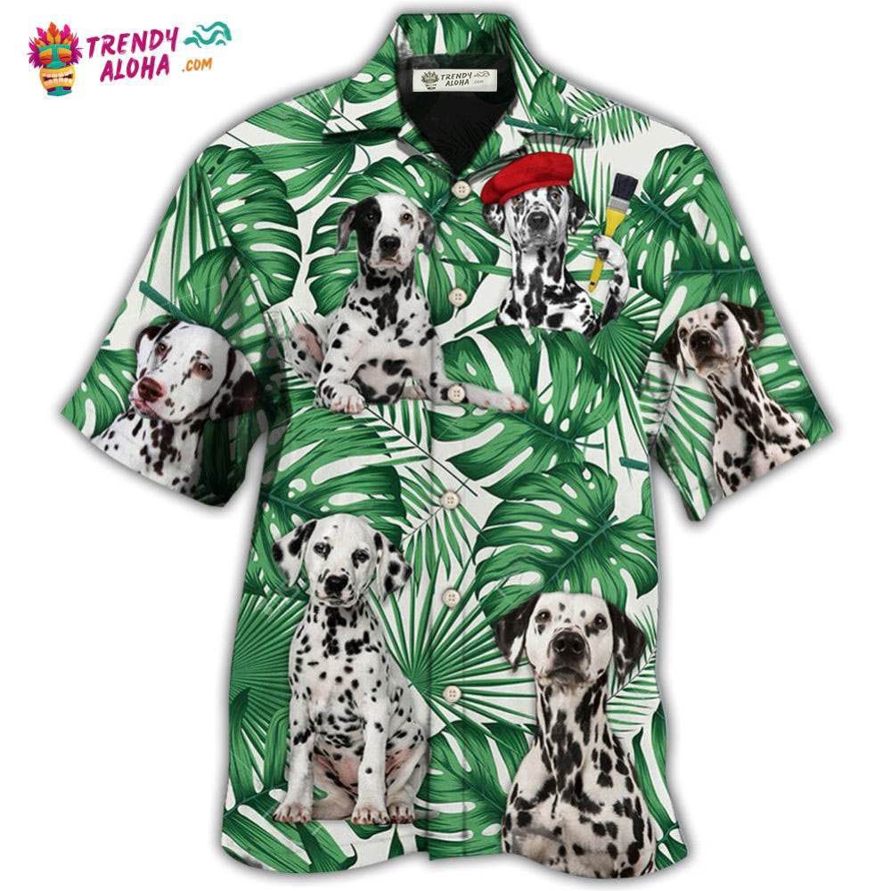 Dalmatian And Tropical Leaf Hawaiian Shirt – Trendy Aloha Dalmatian And Tropical Leaf Hawaiian Shirt – Trendy Aloha
