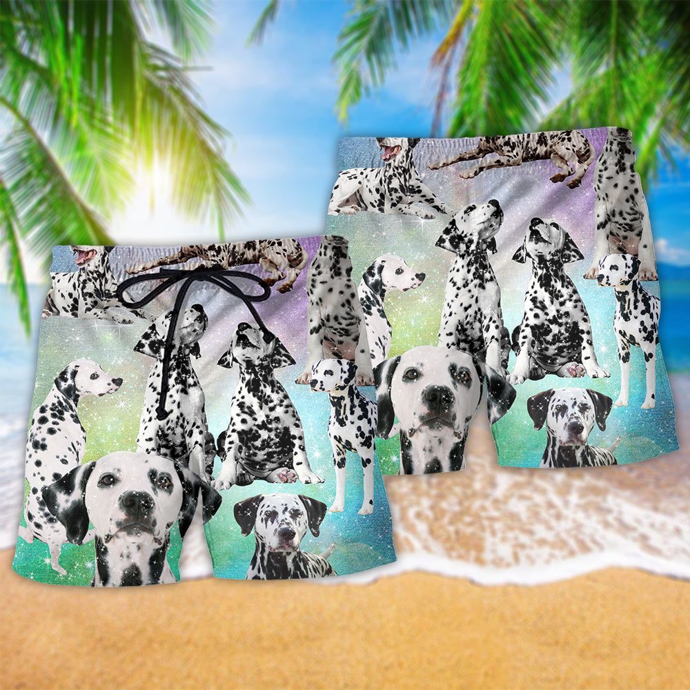 Dalmatian Dog Galaxy My Lovely Dog Trendy Aloha Hawaiian Beach Shorts