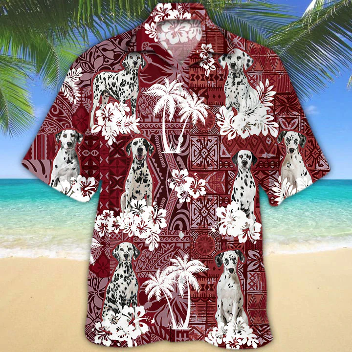 Dalmatian Red Trendy Hawaiian Shirt, Gift For Dog Lover Shirts, Animal Summer Shirts, Trendy Hawaiian Shirt Men Dalmatian Red Trendy Hawaiian Shirt, Gift For Dog Lover Shirts, Animal Summer Shirts, Trendy Hawaiian Shirt Men
