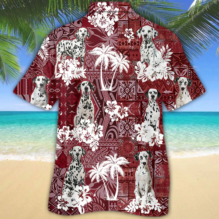 Dalmatian Red Trendy Hawaiian Shirt, Gift For Dog Lover Shirts, Animal Summer Shirts, Trendy Hawaiian Shirt Men