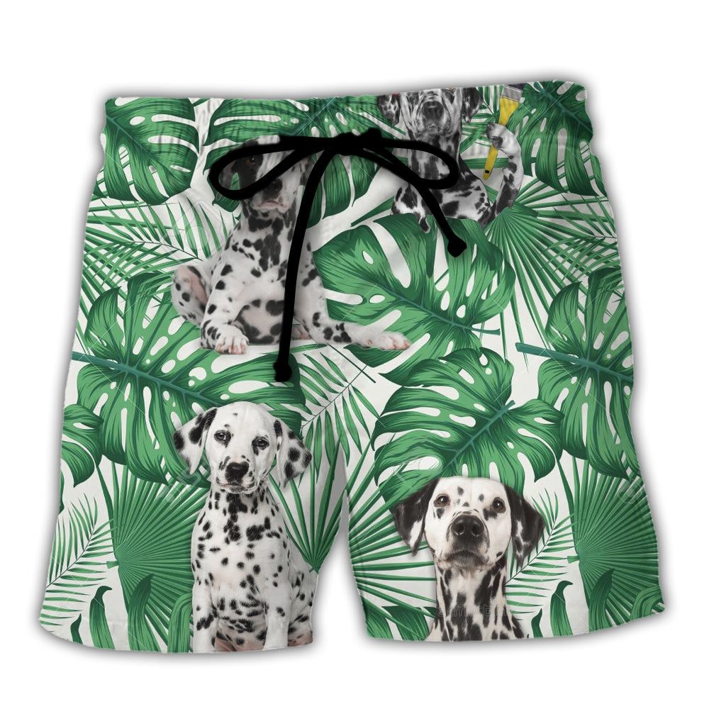 Dalmatian Tropical Leaf Style Trendy Aloha Hawaiian Beach Shorts Dalmatian Tropical Leaf Style Trendy Aloha Hawaiian Beach Shorts