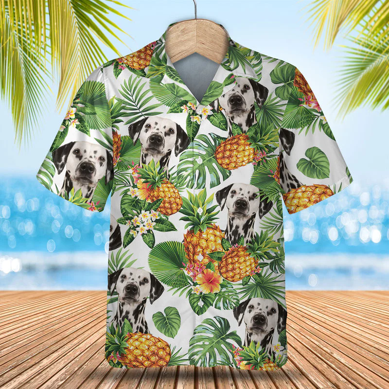 Dalmatian Tropical Pattern Trendy Hawaiian Shirt, Dog Lover Trendy Hawaiian Shirt, Summer Gift For Men And Women