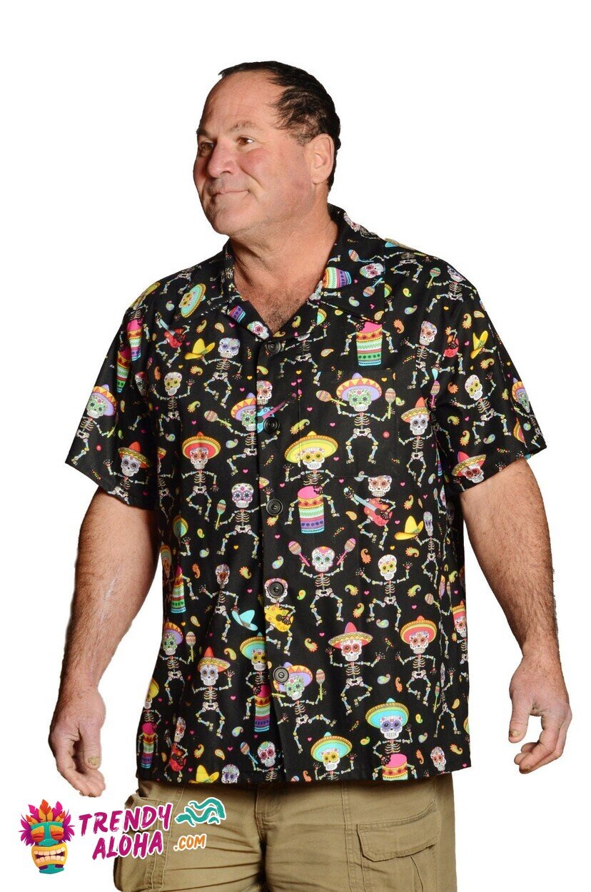 Dancing Day of the Dead Zombies Tropical Hawaiian Shirt Unisex