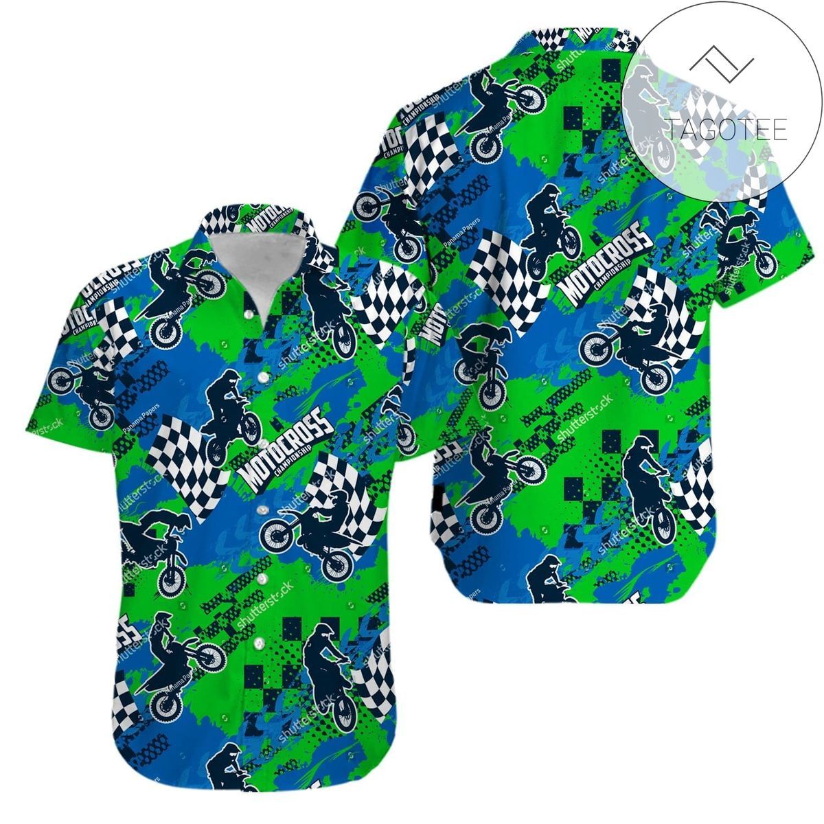 Daring Motocross Adventures Vividly Displayed on Hawaiian Shirt