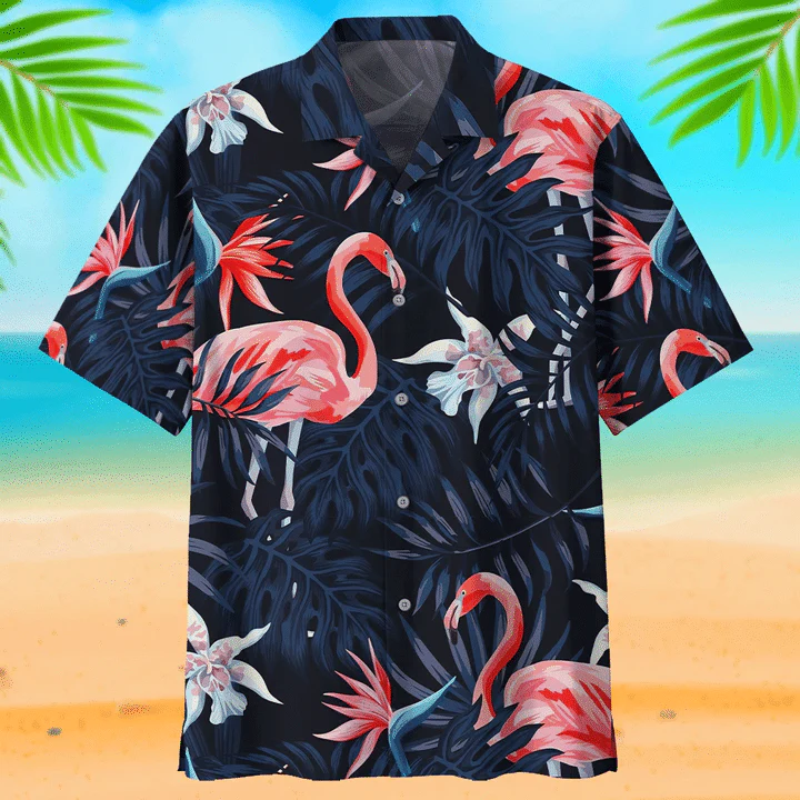 Dark Flamingo Ornamental Design Trendy Hawaiian Shirt