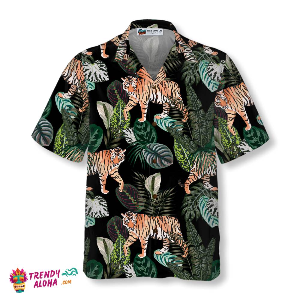 Dark Jungle Exotic Tiger Shirt For Men Hawaiian Shirt