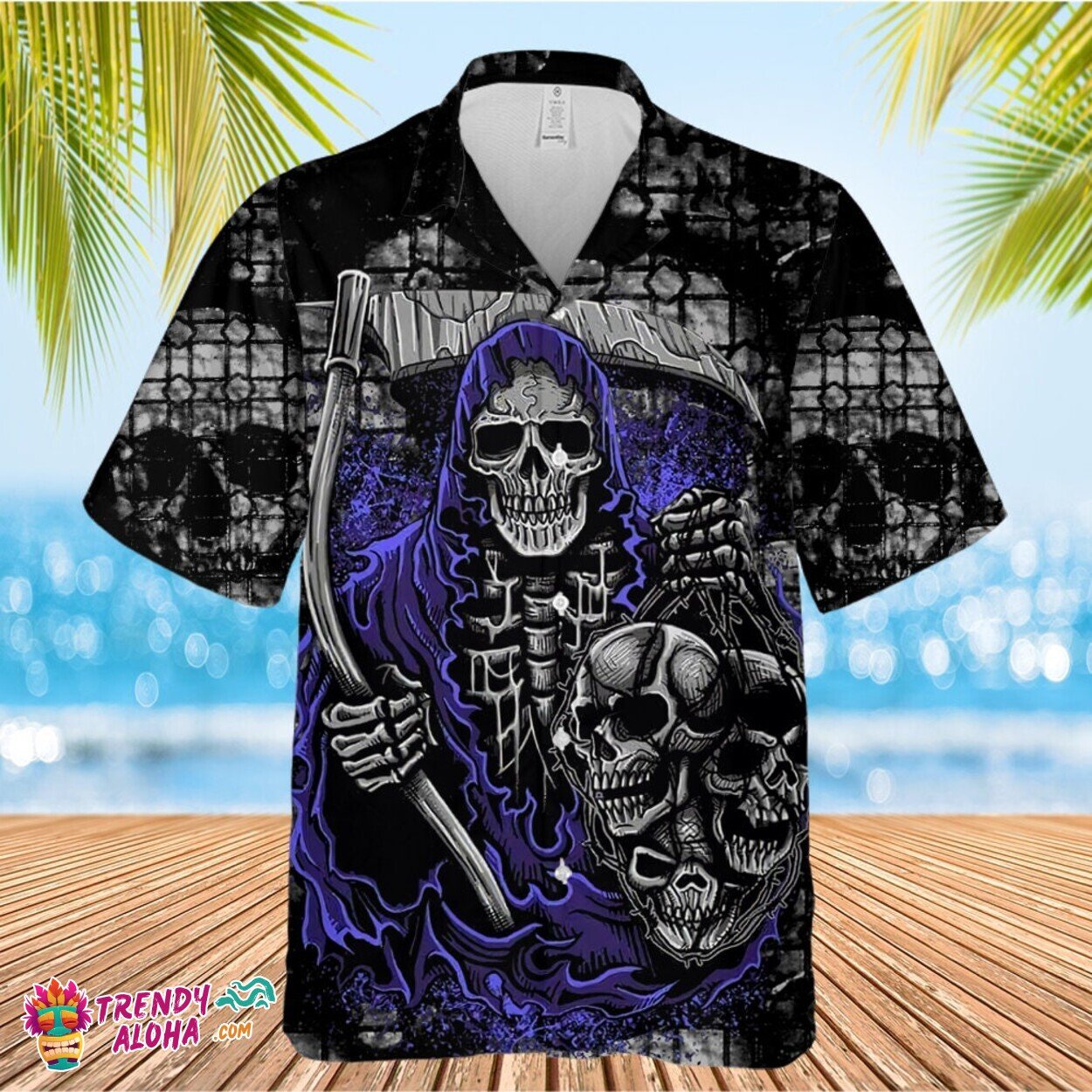 Dark Skeleton Skulls Black Halloween Premium Hawaiian Shirt