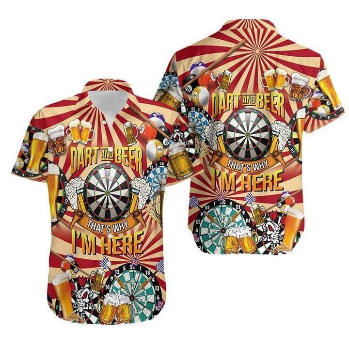 Dart And Beer That’s Why I’m Here Orange Trendy Hawaiian Shirt
