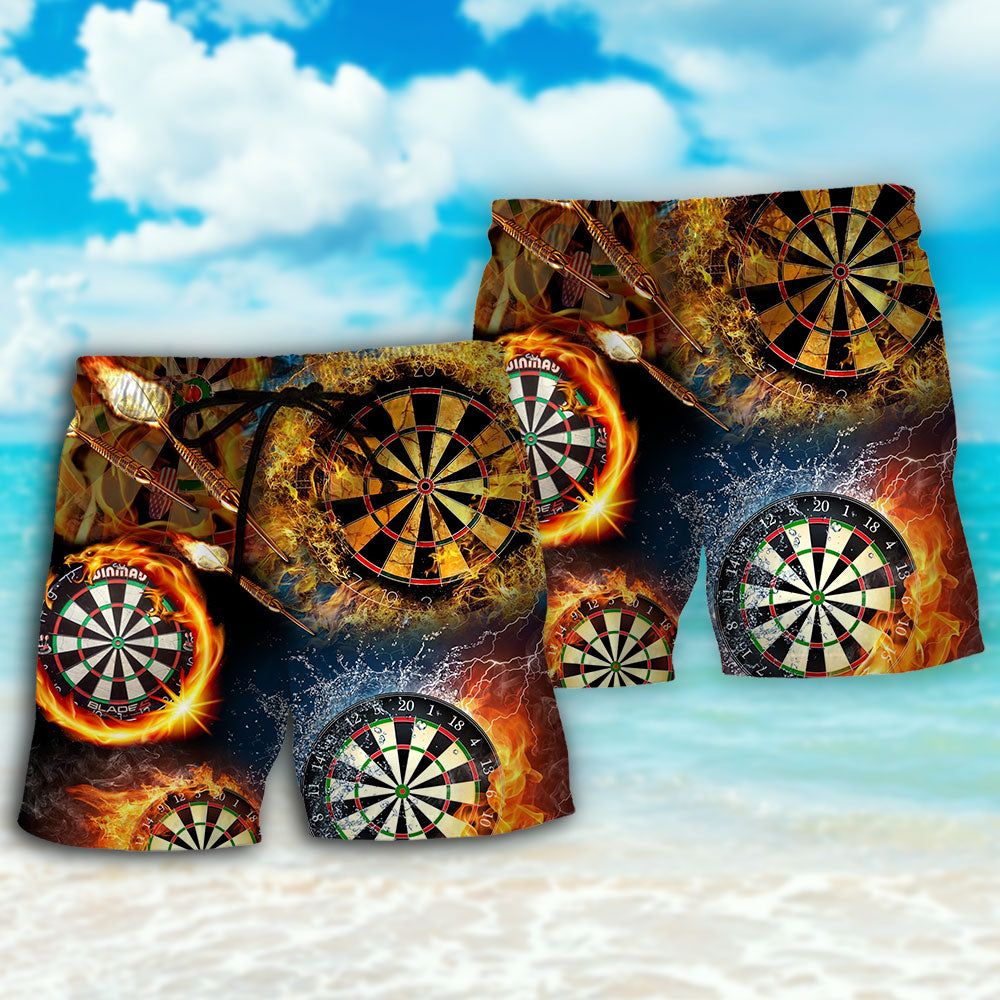 Dart Fire Crazy Dart Trendy Aloha Hawaiian Beach Shorts