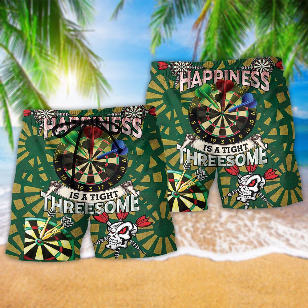 Dart Happiness Is A Tight Threesome Trendy Aloha Hawaiian Beach Shorts