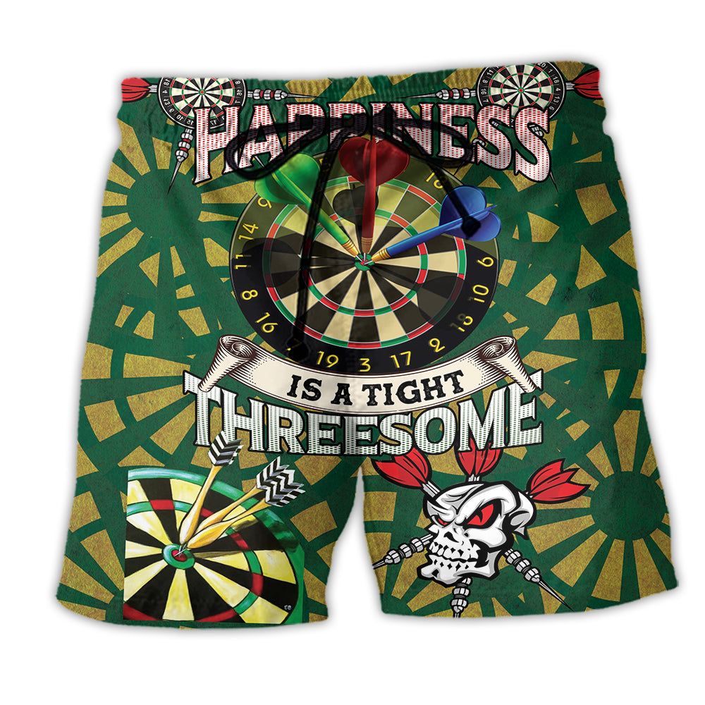 Dart Happiness Is A Tight Threesome Trendy Aloha Hawaiian Beach Shorts