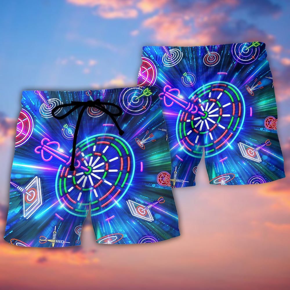 Dart Neon Sign Bright Royal Trendy Aloha Hawaiian Beach Shorts