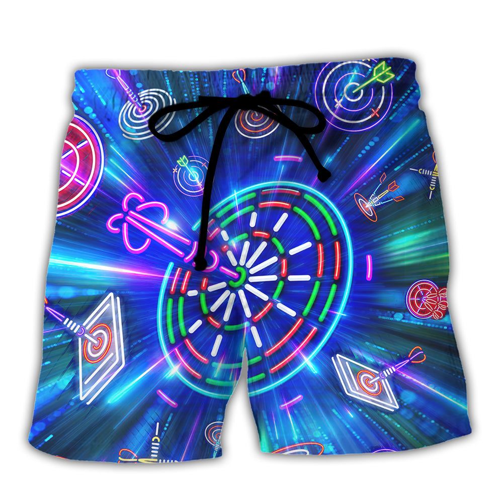 Dart Neon Sign Bright Royal Trendy Aloha Hawaiian Beach Shorts