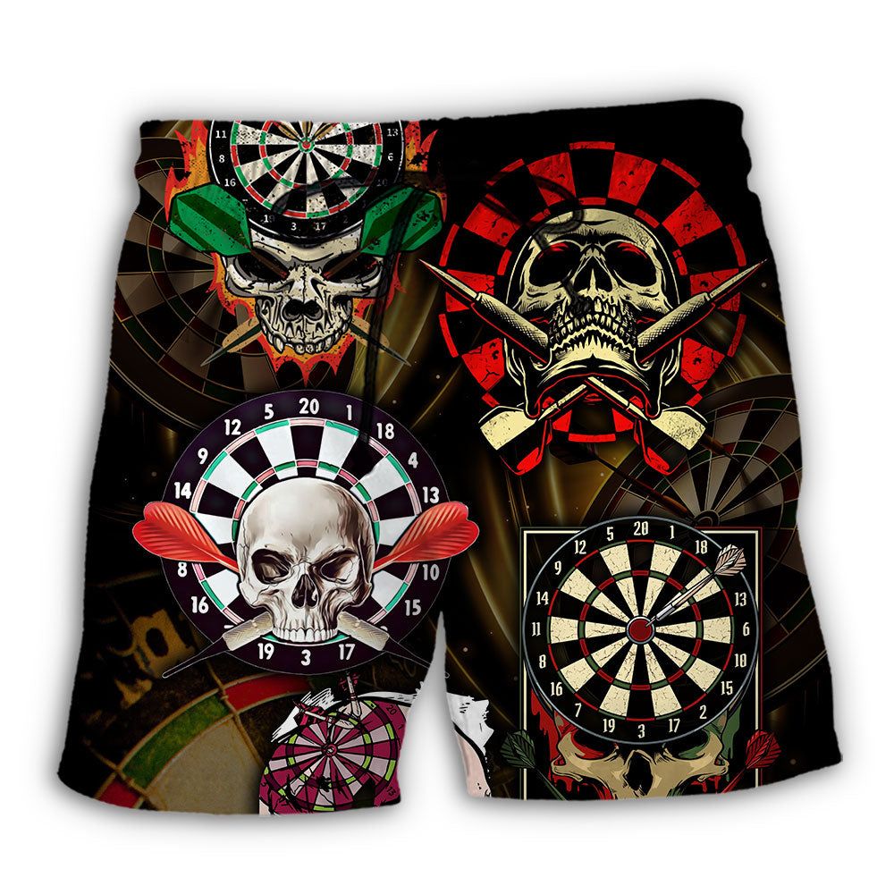 Dart Skull Killer Dart Trendy Aloha Hawaiian Beach Shorts