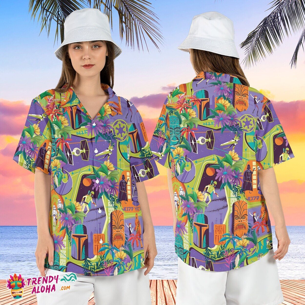 Darth Vader Chewbacca Tropical Star Wars Characters Aloha Tee