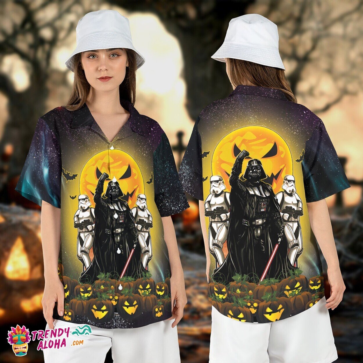 Darth Vader Stormtrooper Star Wars Halloween Pumpkins Aloha Shirt