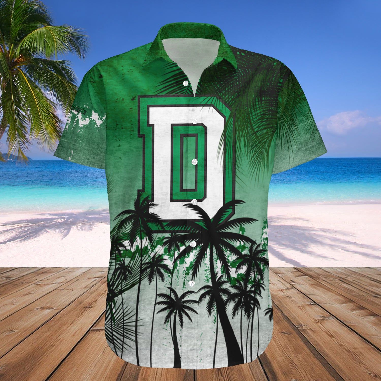 Dartmouth Big Green Hawaii Shirt Coconut Tree Tropical Grunge – NCAA