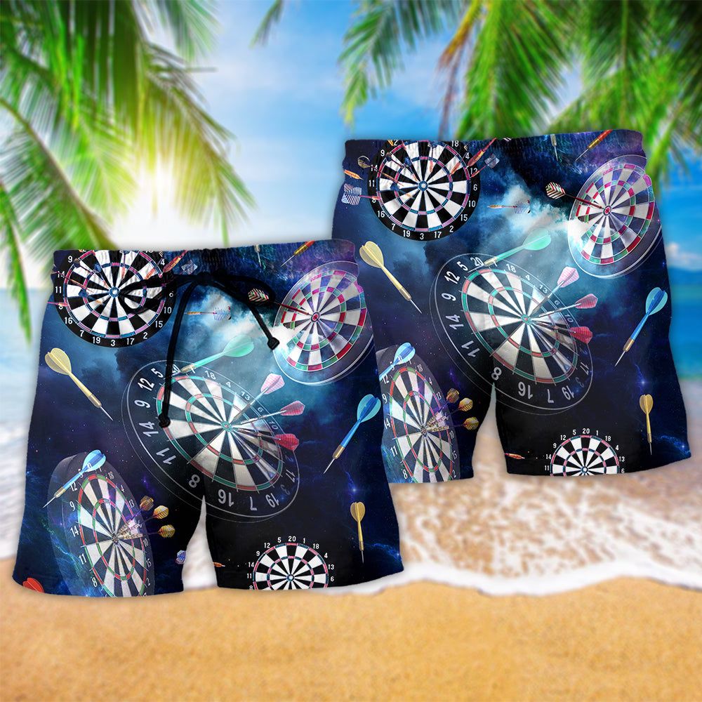 Darts Amazing Darts Into The Galaxy Cool Trendy Aloha Hawaiian Beach Shorts