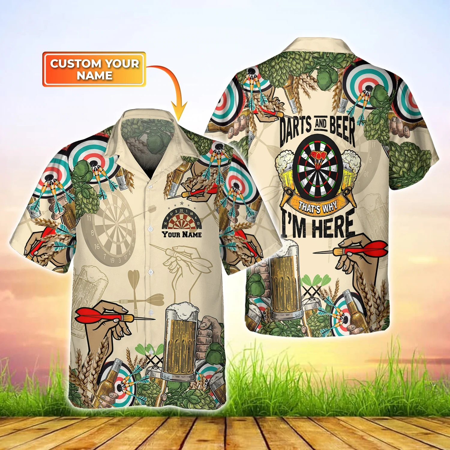 Darts And Beer – Personalized Name 3D Trendy Hawaiian Shirt