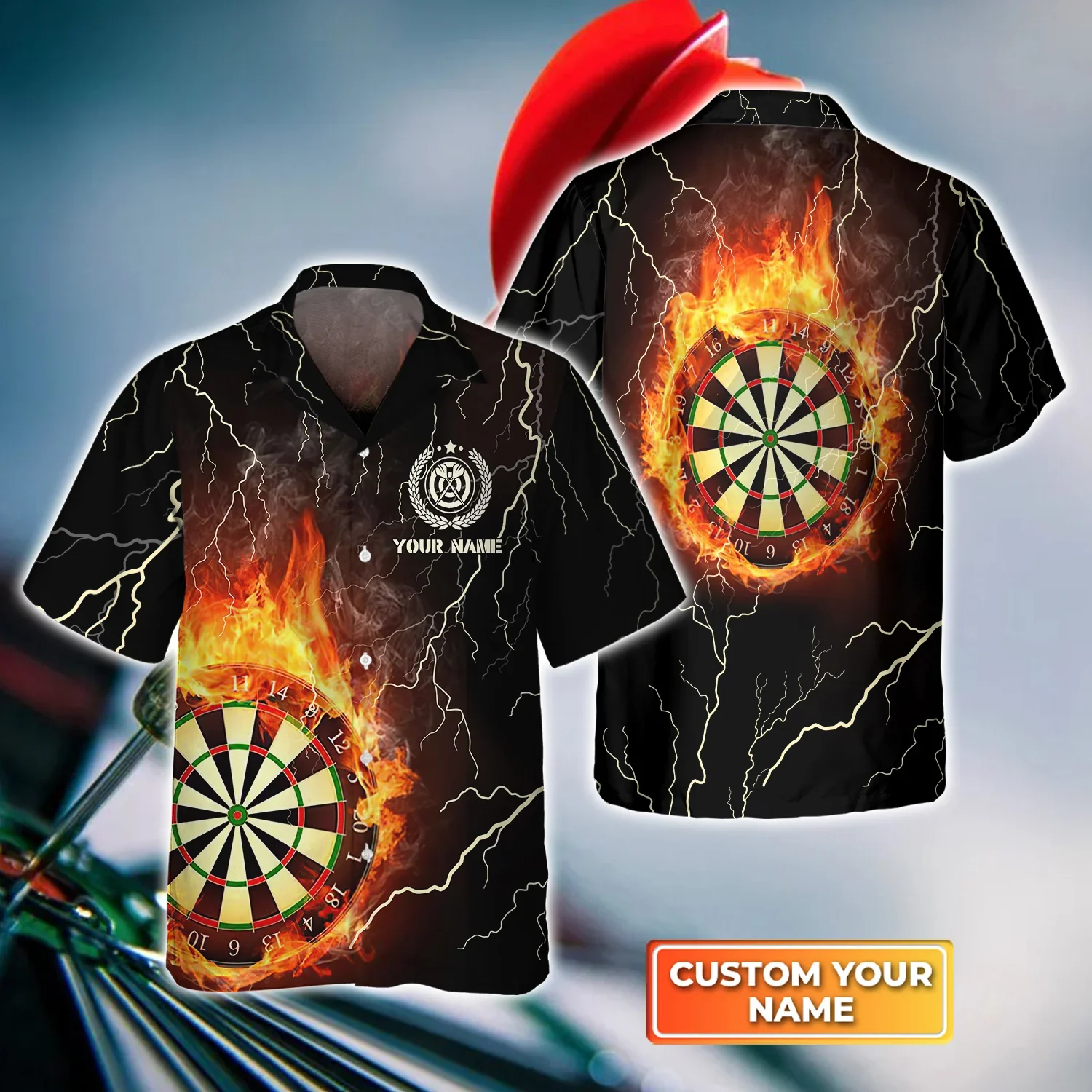 Darts Flame Thunder Lightning 3D Trendy Hawaiian Shirt, Darts Trendy Hawaiian Shirt For Men, Women, Darts Team Shirt
