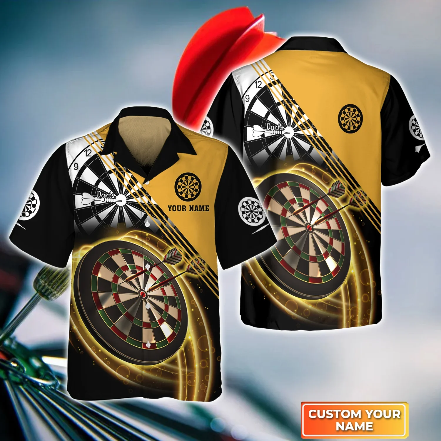 Darts Gold Trendy Hawaiian Shirt, Darts Trendy Hawaiian Shirt For Men, Women, Darts Team Shirt