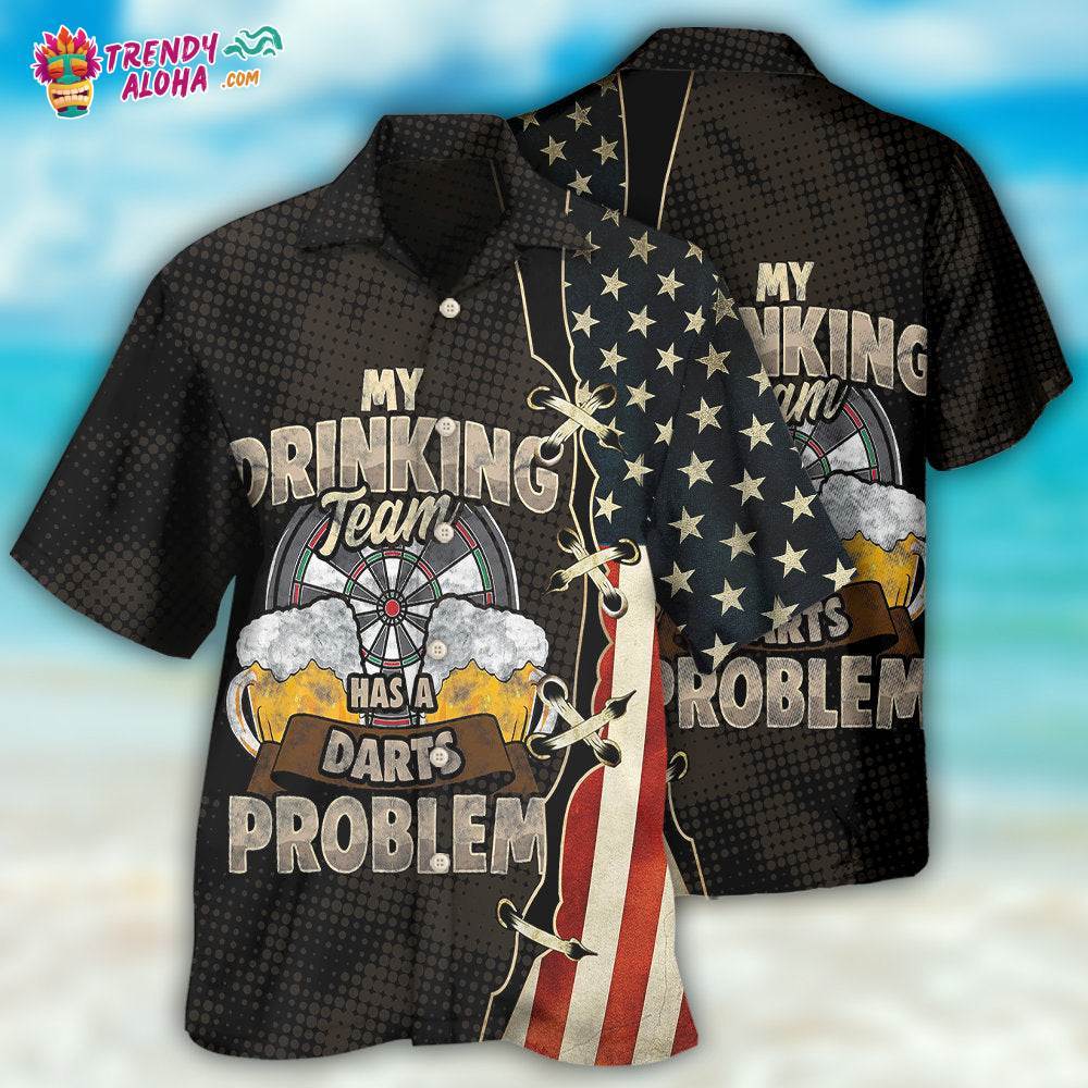 Darts Independence Day My Drinking Team Hawaiian Shirt – Trendy Aloha