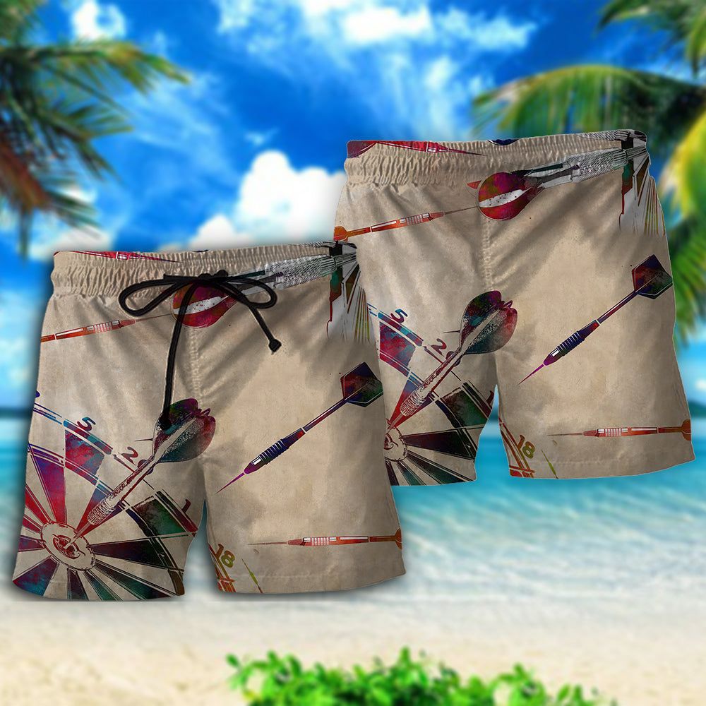 Darts Is Life Vintage Trendy Aloha Hawaiian Beach Shorts