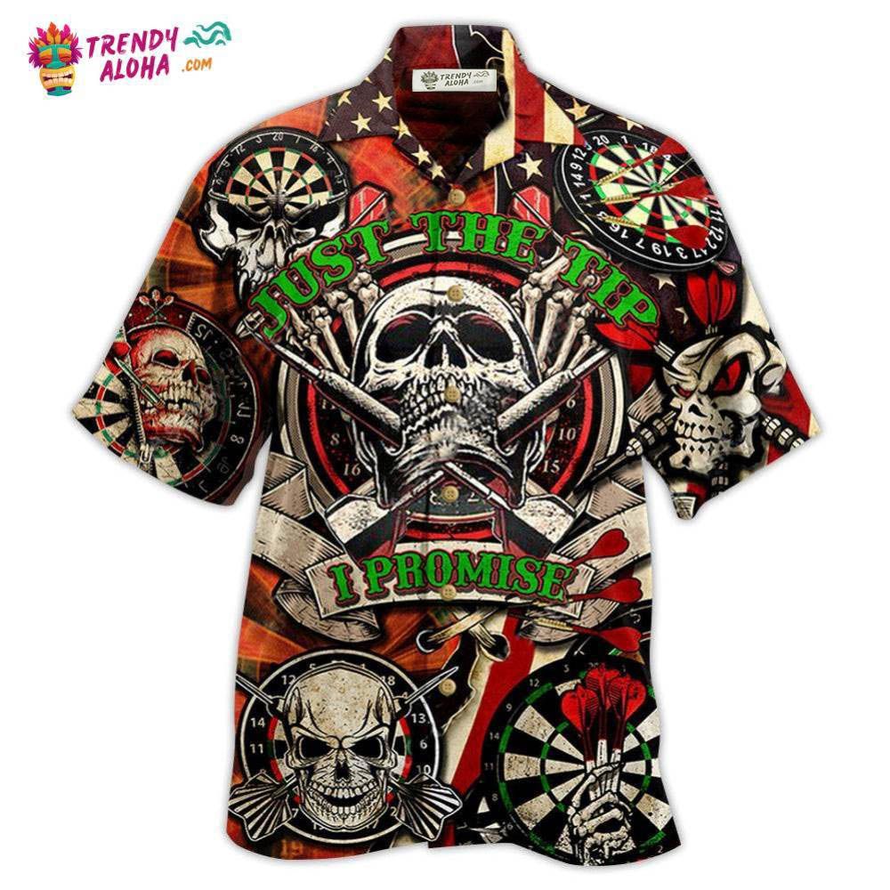 Darts Just The Tip I Promise Skull Hawaiian Shirt – Trendy Aloha Darts Just The Tip I Promise Skull Hawaiian Shirt – Trendy Aloha