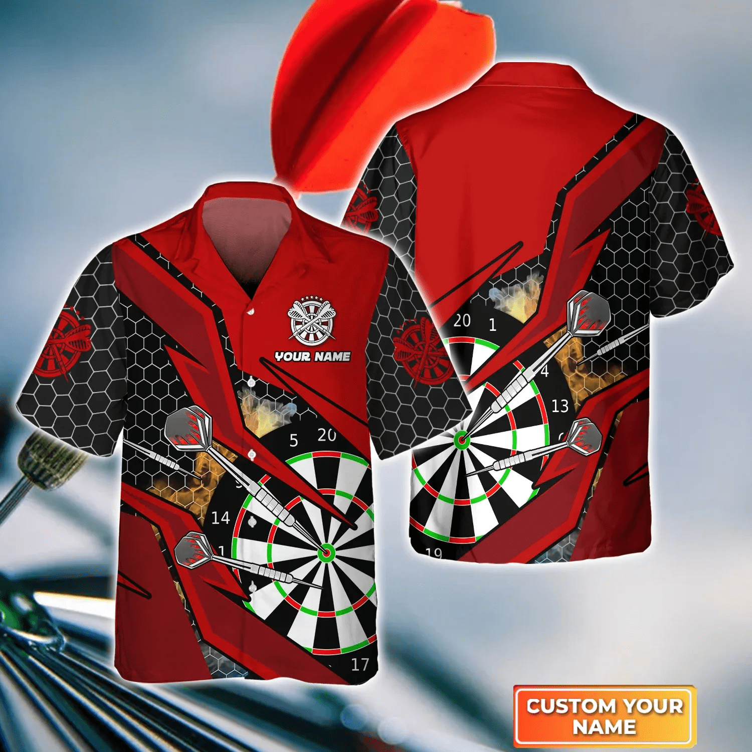 Darts Personalized Name 3D Red Trendy Hawaiian Shirt, Gift For Darts Player Darts Personalized Name 3D Red Trendy Hawaiian Shirt, Gift For Darts Player