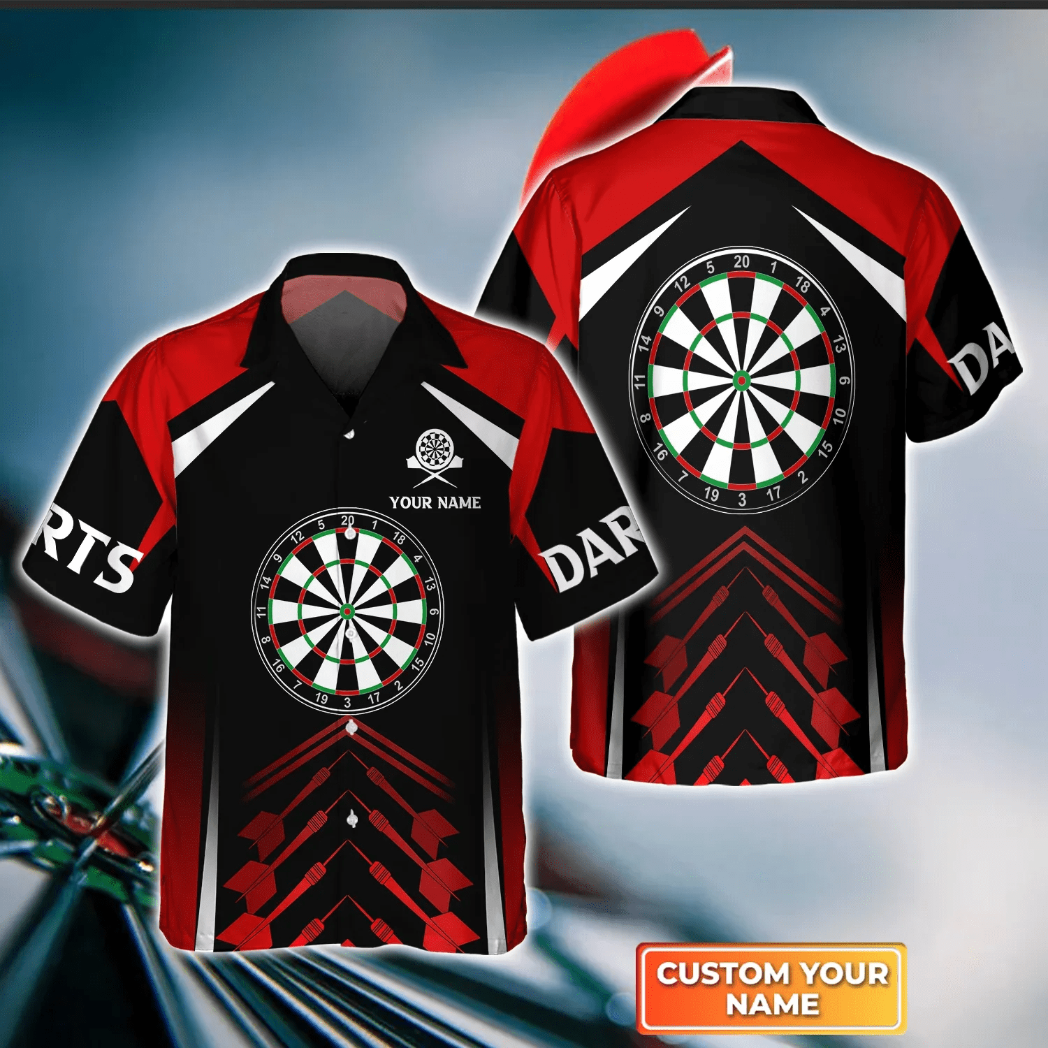 Darts Red Black 3D Trendy Hawaiian Shirt, Darts Trendy Hawaiian Shirt For Men, Women, Darts Team Shirt