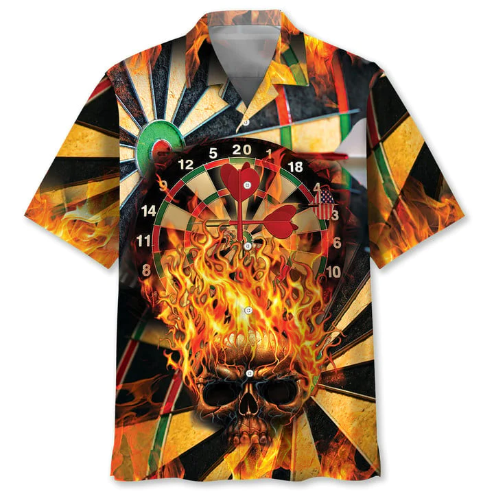 Darts Skull Trendy Hawaiian Shirt, Gift For Dart Lover