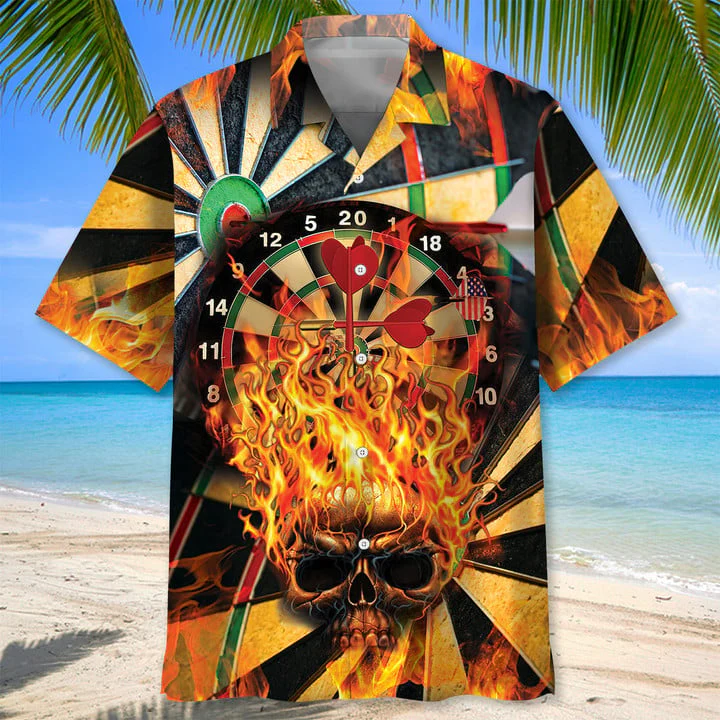 Darts Skull Trendy Hawaiian Shirt, Gift For Dart Lover
