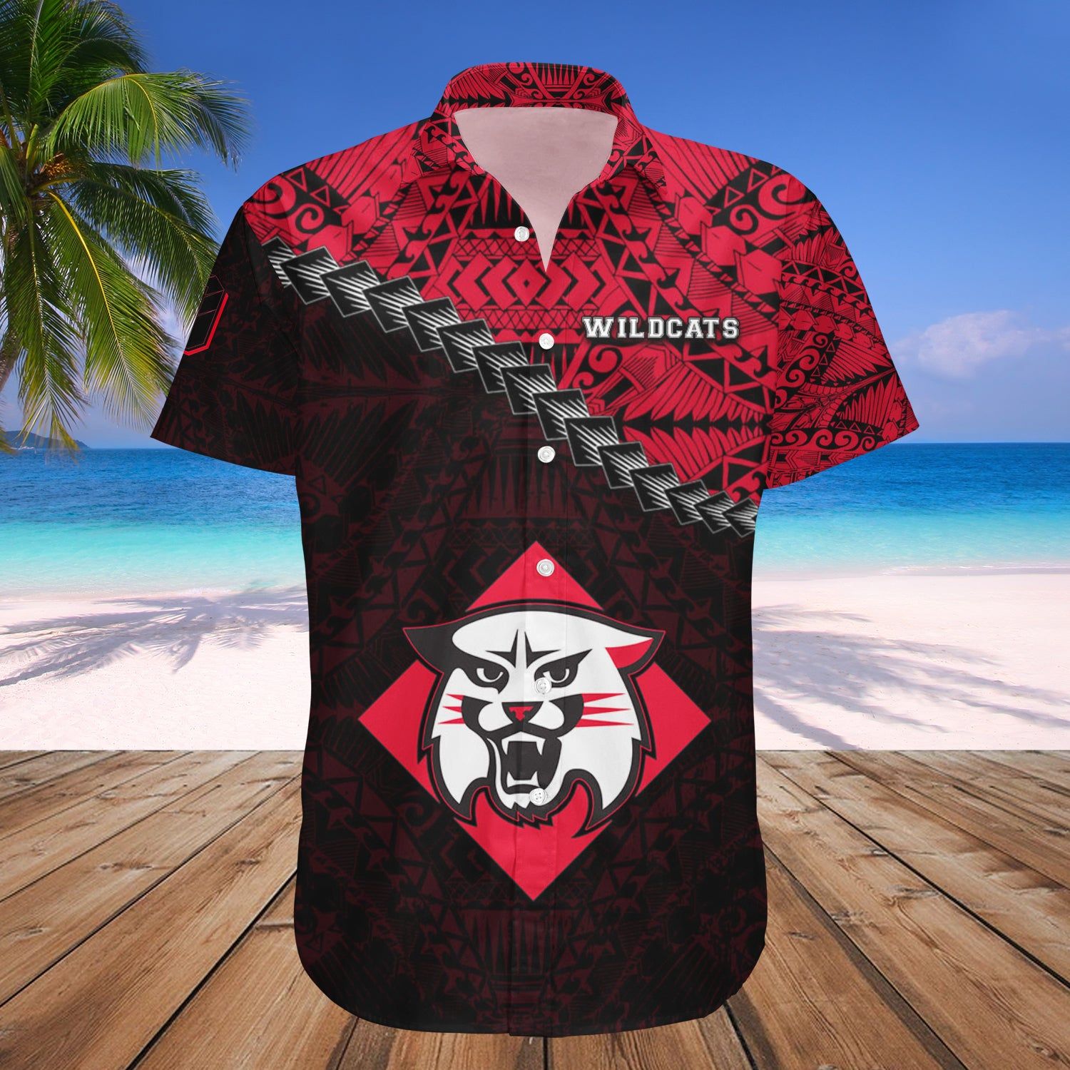 Davidson Wildcats Hawaii Shirt Grunge Polynesian Tattoo – NCAA
