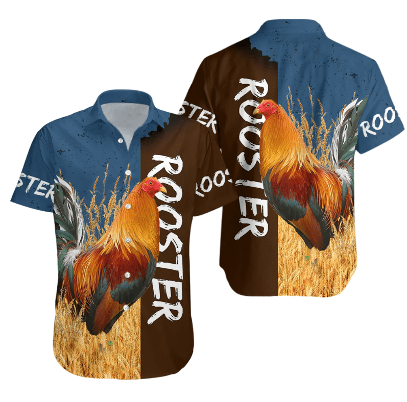 Dawn’s Early Song in Hawaiian Threads with Rooster