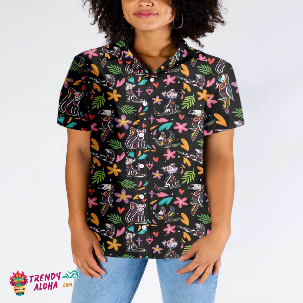 Day Of The Dead Skeleton Animals Hawaiian Shirt, Funny Day Of The Dead Shirt
