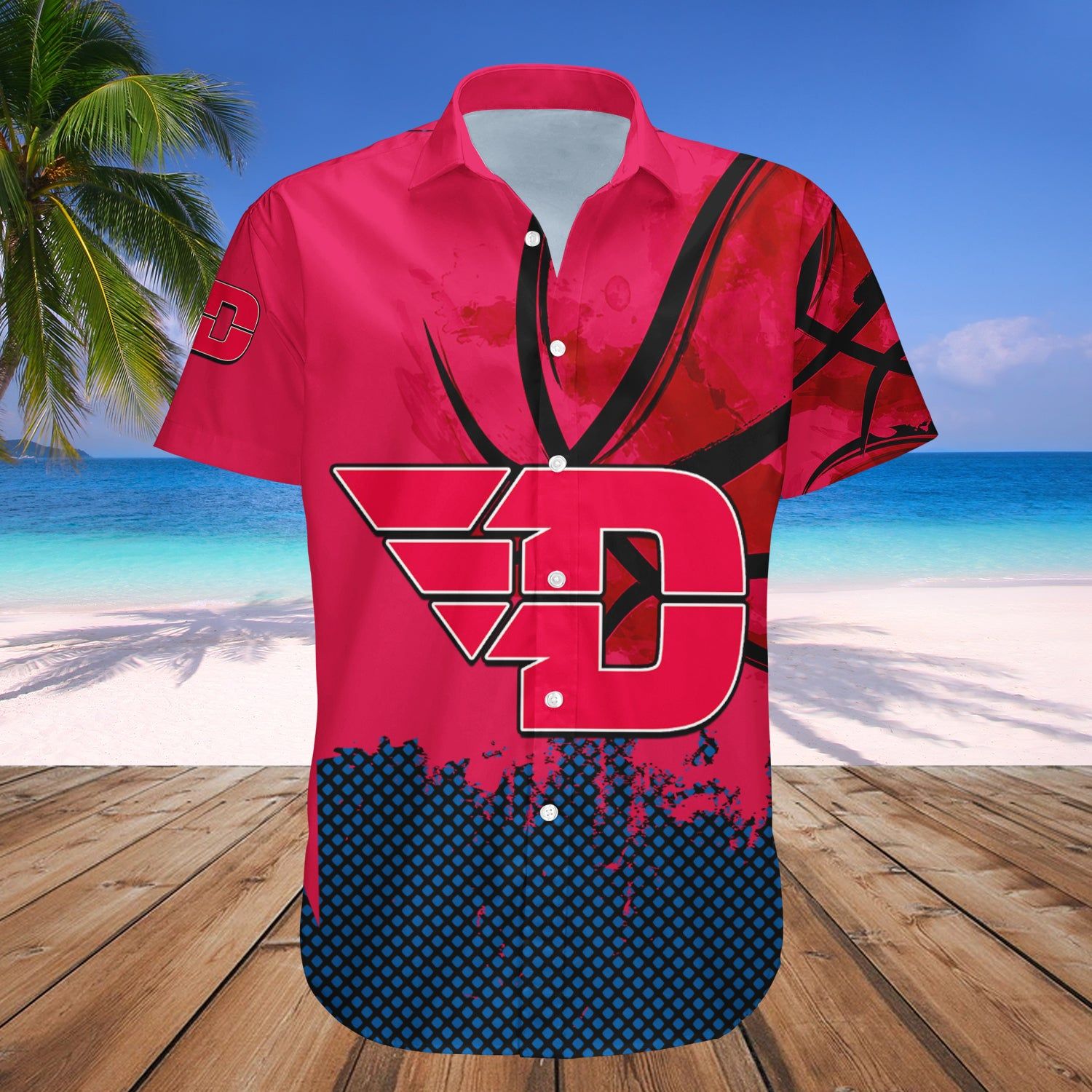 Dayton Flyers Hawaii Shirt Basketball Net Grunge Pattern – NCAA