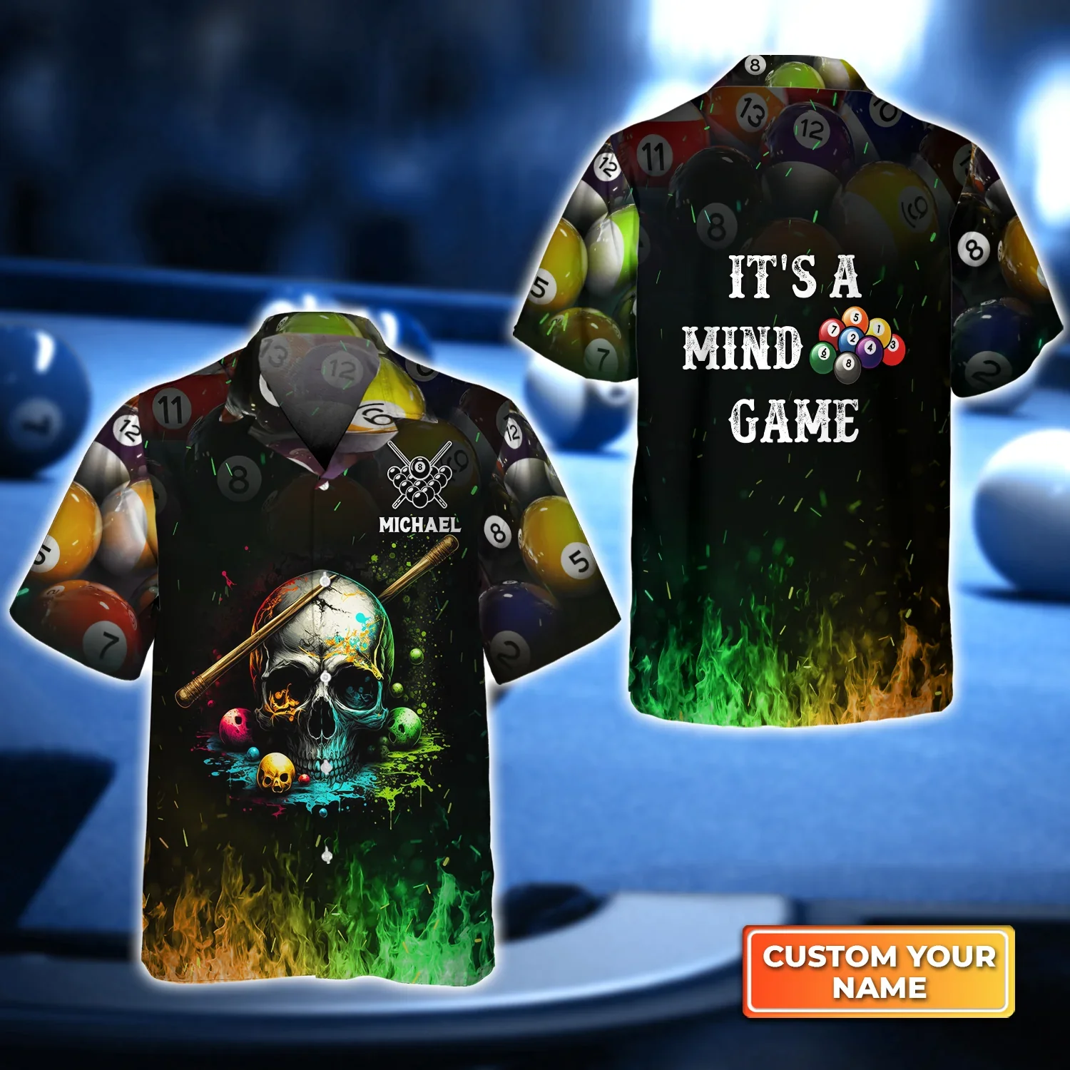Dead Stroke Skull Billiard On Fire 3D Trendy Hawaiian Shirt, Billiard Team Shirt, Billiard Shirt For Men And Women